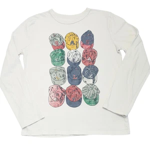 GAP Kids Long Sleeve Graphic Tee L Large – Baseball Caps Print White - Picture 1 of 3