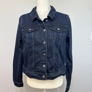 prAna Jeansjacke Damen große dunkle Waschung Trucker Knopfleiste Bio-Baumwolle - Bild 1 von 16