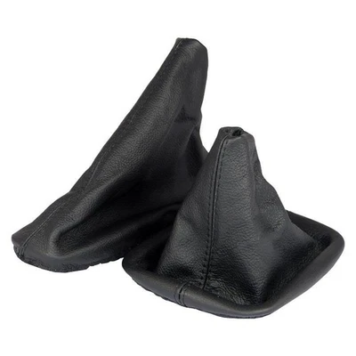 L & P CAR DESIGN Bolsa de cambio y manguito de freno de mano para BMW Serie 3 E30 100% cuero auténtico negro