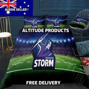 NRL New Melbourne Storm Rugby League Doona / Duvet Cover and 2 Pillow Slips - Picture 1 of 6