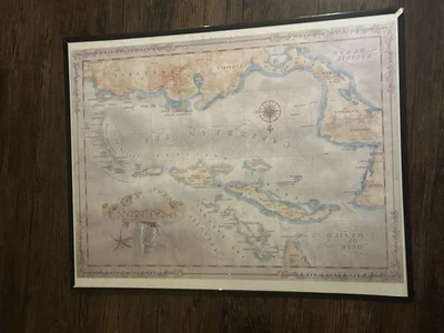 Mapa decorativo del Caribe 1997 enmarcado por Carnes Lafferty. Foto 1 de 4