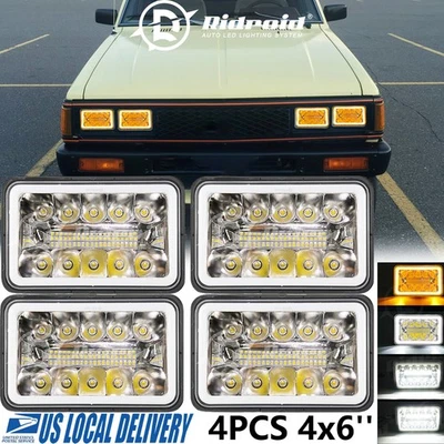 Для Nissan 720 1983-1986 4 шт светодиодные фары 4x6 дюймов дневные ходовые огни указатели поворота Hi-Lo - Изображение 1 из 4