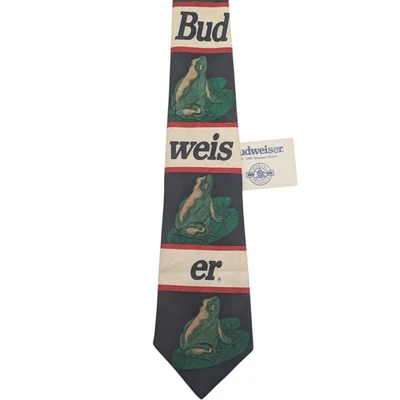 Nueva cerveza Budweiser vintage para hombre corbata ranas años 90 Anheuser Busch novedad nueva con etiquetas 1995 Foto 1 de 4