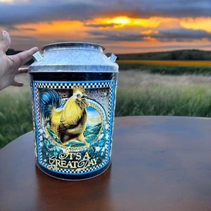 Vintage Houston Food Popcorn Tin Can Roster Farmhouse Country "It’s A Great Day” - Picture 1 of 12