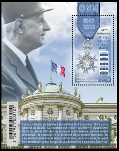 ST PIERRE & MIQUELON 2023 CHARLES DE GAULLE ONM ORDER 1963-2023 FLAG - Imagen 1 de 1