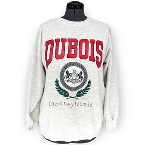 Vintage Dubois Pennsylvania PA Crest Gray Crewneck Sweatshirt 1992 Size Large - Picture 1 of 9