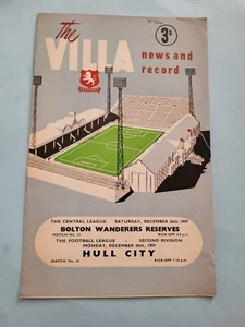 Aston Villa v Bolton Wanderers Reserves/Hull City 1959/60 Joint programme~F/Post - Picture 1 of 4