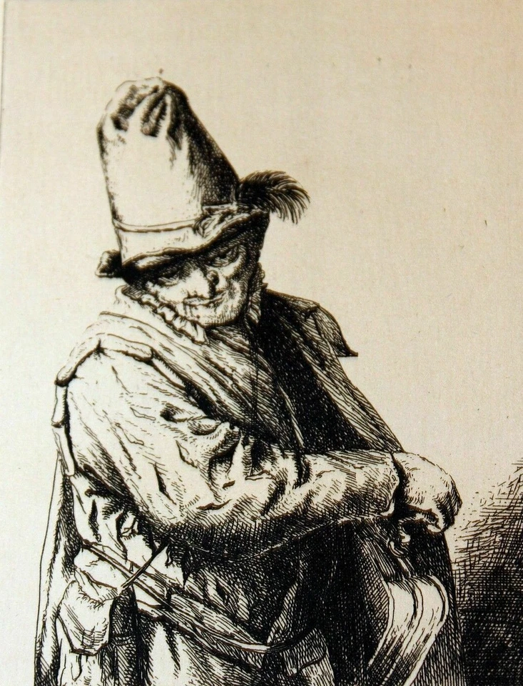 "Le Vielleux, D'Apres Van-Ostade" por Eugene A. Champollion impresionista francés Foto 1 de 4