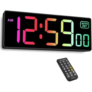 Digital Wall Clock with Remote Countdown Timer 8 RGB Colors Large Display - Picture 1 of 7
