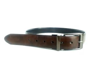 Boy Dickies Belt Brown/Black Imitation Leather Smoky/Silver Metal Buckle M 26/28 - Picture 1 of 12