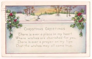 Vintage Postcard "Christmas Greetings" Postmarked in 1925 from HUDSON, NEW YORK - Bild 1 von 2