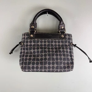 Kate Spade New York Black & White Dot Noel Fabric & Leather Trim Satchel Purse - Picture 1 of 14