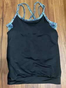 Athleta Girls Black Tank Top w/Built in bra Sleeveless Athletic , size 7 - Picture 1 of 4