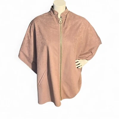 Vintage Women's Faux Suede Poncho Cape Wrap One Size Reversible Brown Khaki Tan - Image 1 of 4