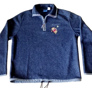 Winnie the Pooh Women's 1/4 Zip Pullover VTG Disney Fleece Blustery Breeze Sz L - Picture 1 of 9