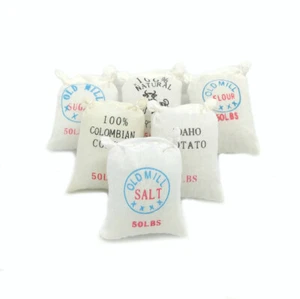 Juego de 6 bolsas de harina para casa de muñecas bolsa de harina en miniatura para decoración - Imagen 1 de 3