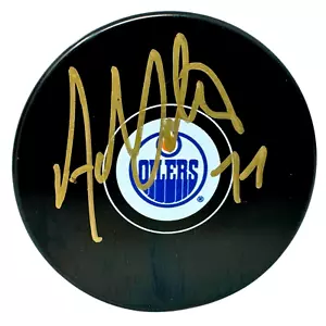Adam Oates Edmonton Oilers Signed NHL Autograph Puck Gold Auto - Picture 1 of 5