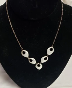 Collar Esmalte Guilloche Blanco Plata Esterlina 925 S Noruega Edelmetall De Colección - Imagen 1 de 8