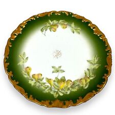 Vintage T&V Limoges Salad Plate White Green Gold Baroque Floral Fruit France