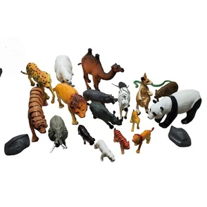 Assorted Wild Zoo Animals Pvc Figures Lot Of 21 Elephant Cheetah Camel Panda  - Picture 1 of 10