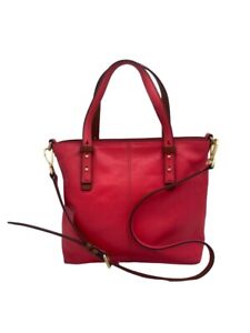 Vera Bradley Crossbody Bag Gallatin Red Leather Tote Double Handles 