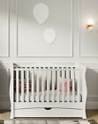 Large Sleigh White Cot Bed With Drawer Only - Mason Baby Cot Junior Toddler Bed