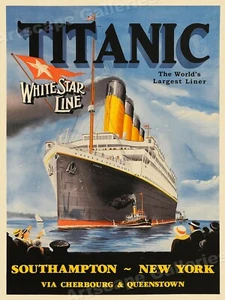 1912 Titanic World's Largest Liner White Star Line Vintage Reise Poster - 24x32 - Bild 1 von 3
