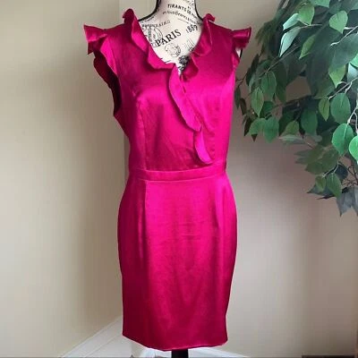 Vestido Zac Posen Z Radios Volantes Cuello Fucsia Talla 10 Foto 1 de 4