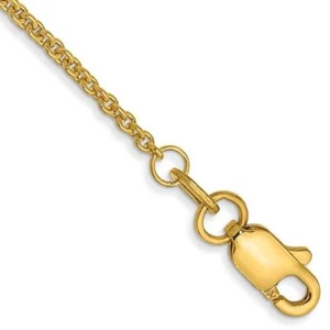 1.4mm 14K Yellow Gold Solid Cable Chain 16" 18" 20" 22" 24" 26" or 30" - Picture 1 of 5