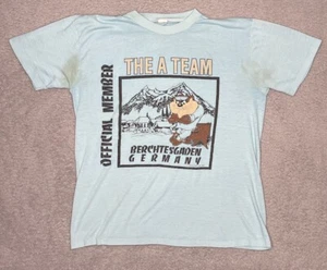 Vtg RARE 80s Taz “Official Member The A Team” Single Stitch T Shirt Blue Mens M - Picture 1 of 13