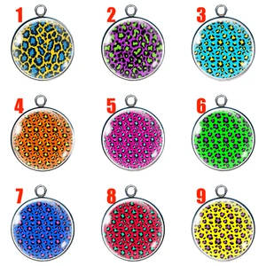 🔥 Dijes de cabujón de vidrio con estampado de leopardo de neón - Suministros de joyería hechos a mano - Imagen 1 de 31