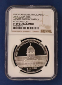 2017 Malta Silver Proof 10 Euro coin "Argotti Botanic Gardens" NGC PF69 with COA - Picture 1 of 3