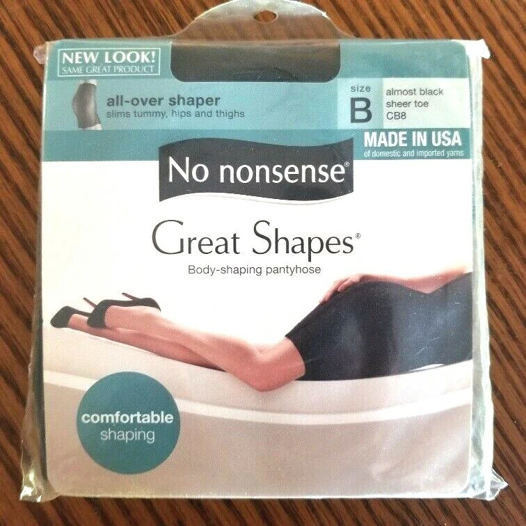 3 Pair No Nonsense Great Shapes Almost Black Size B Body Shaping Pantyhose
