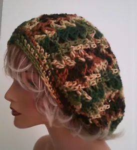 BRAUN, GRÜN MEHRFARBIG BAGGY RASTA BAGGIE LÄSSIGE BEANIE MÜTZE BOHO HIPPIE - Bild 1 von 6