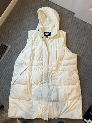 Lands End Women’s plus size  Hooded Vest In Cream Size 3X - Image 1 of 4