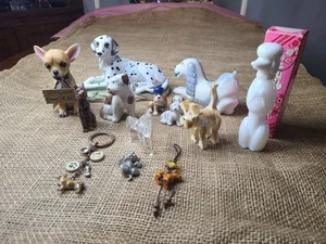 lot 14 assort dog Collec figurines VTG mixed Media Mini- Medium Size DOGS DOGS - Picture 1 of 21