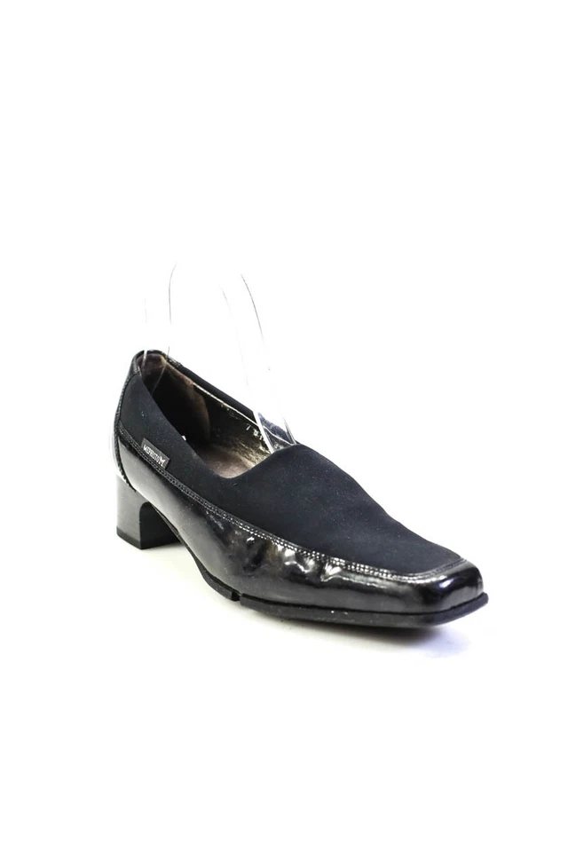 Zapatos de salón Mephisto para mujer de tacón ancho con punta cuadrada de cuero negro de nailon talla 7,5 Foto 1 de 4
