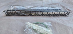 24 Port Way CAT6a Patch Panel 1U 19" Rack Mount Shielded RJ45 Ethernet Network - Photo 1/7