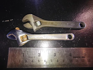 2 Vintage CRESCENT BRAND USA 4" verstellbare Schraubenschlüssel CRESTOLOY Chrom & schwarz - Bild 1 von 4