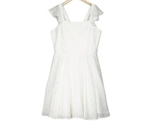 Polo Ralph Lauren Windowpane Bouffant Sun Dress White Girls 14 Lined Flutter - Picture 1 of 9
