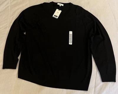 NWT Turnbury Men’s XL Lightweight Merino Wool Pullover V-Neck Sweater Black - Image 1 of 3