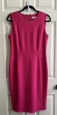 CALVIN KLEIN Hot Pink Sleeveless Classic Career Stretch Sheath Dress Sz 10  - image 1 of 4