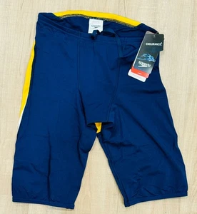Speedo Endurance Edge Splice Jammer Men's Navy Gold Trunks Drawstring Size 30 - Picture 1 of 6