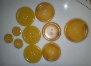 Vintage Celluloid Butterscotch Buttons Set Of 10 - Picture 1 of 2