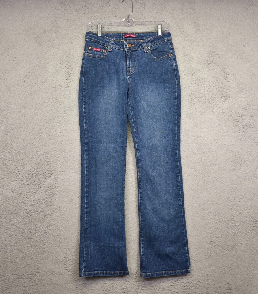Винтажные женские джинсы US Polo Assn 8 синих со средней посадкой изогнутые средней вареной джинсовой ткани - Изображение 1 из 4