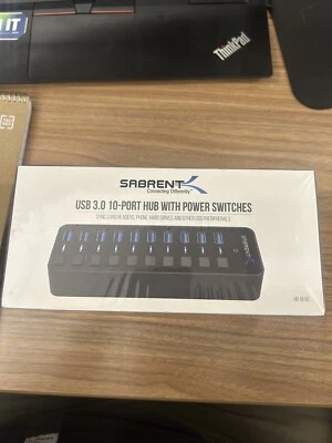 (2) Sabrent HBBU10 10-Port 60W USB 3.0 Hub w/ Individual Power Switches and LED - Image 1 of 3