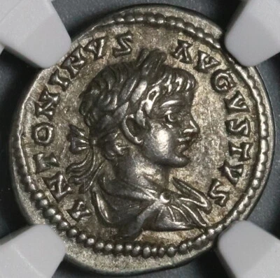 199 NGC Ch XF Caracalla Imperio Romano Denario Securitas Pedigrí (21070902C) Foto 1 de 4