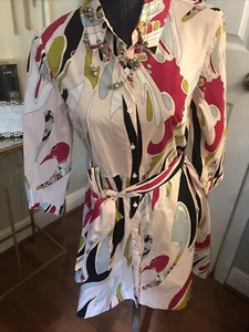 Zara Hemdblusenkleid Mehrfarbig Midi Gürtel Print Lrg - Bild 1 von 4