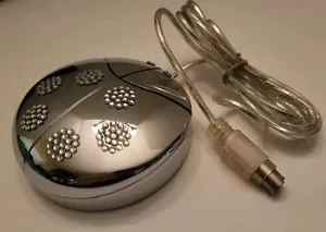 Computer Mouse Ladybug Chrome 118 Crystals 6 Pin Connector Silver 2 Button New - Picture 1 of 6