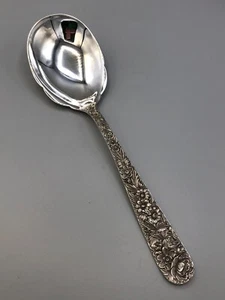 Repousse by S Kirk & Son Sterling Silver Casserole or Salad Serving Spoon 9 1/8" - Picture 1 of 4